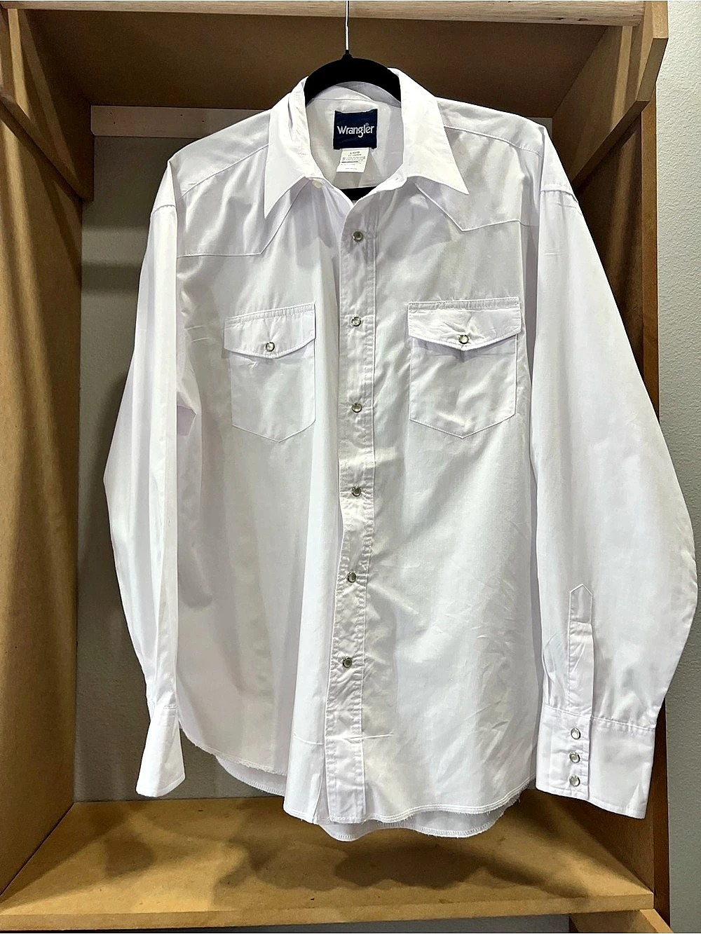 Wrangler Long Sleeve Western Snap Shirt White 71105WH Size Large